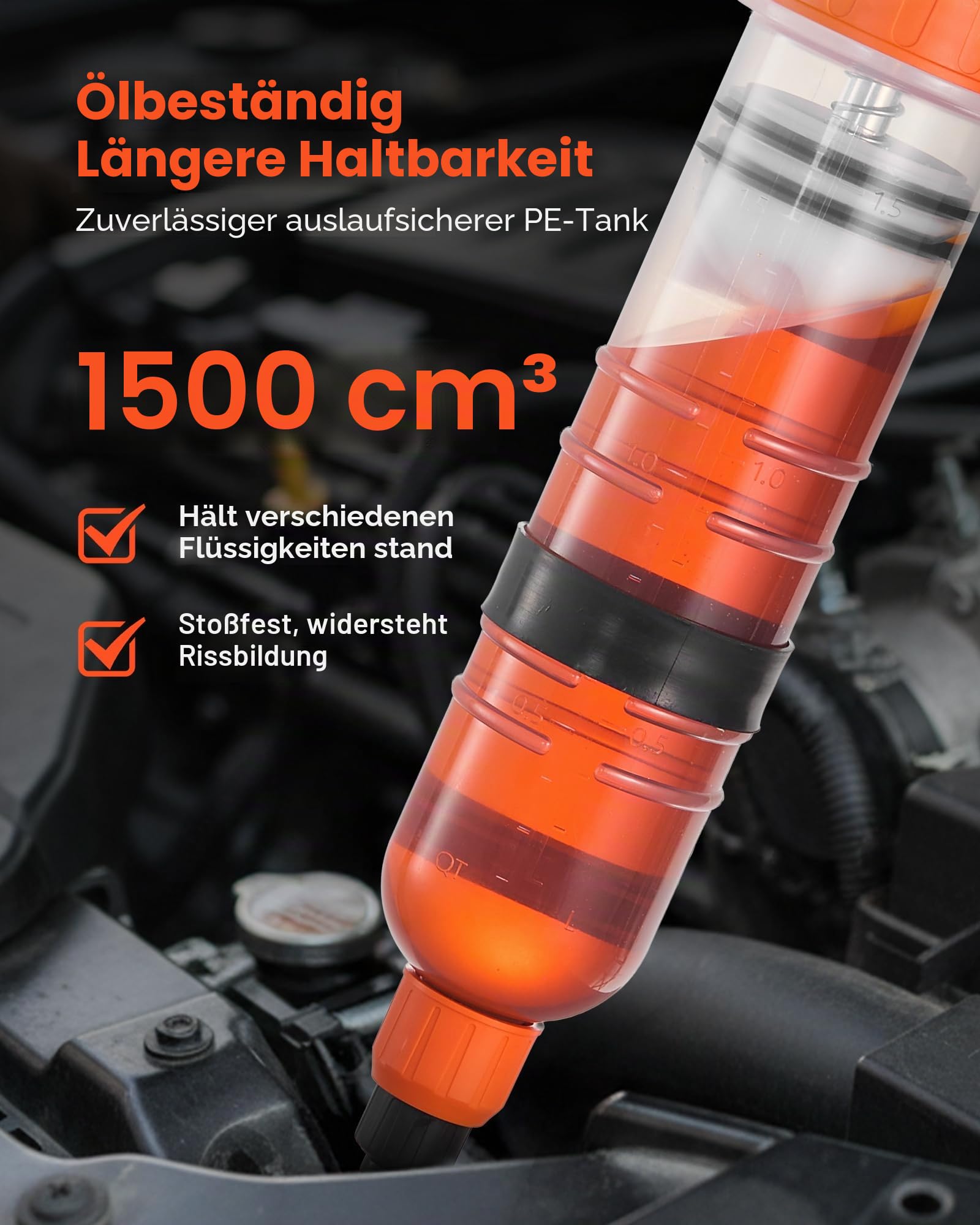 VEVOR Ölabsaugpumpe 1,5 L, Manuelle Ölabsaugspritze, Ölwechselspritze mit Schlauch & Verlängerungsrohren für Ölwechsel, Absaugpumpe für Rasenmäher, Autos, Schiffe, Golfwagen & Motorräder