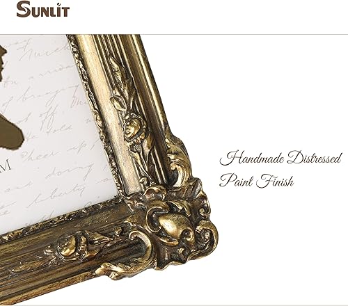 Miniatura 4 de Sunlit Marco de fotos vintage de 8 x 10 pulgadas, marcos de fotos antiguos de lujo con parte frontal de cristal, pantalla de fotos, colgar en la