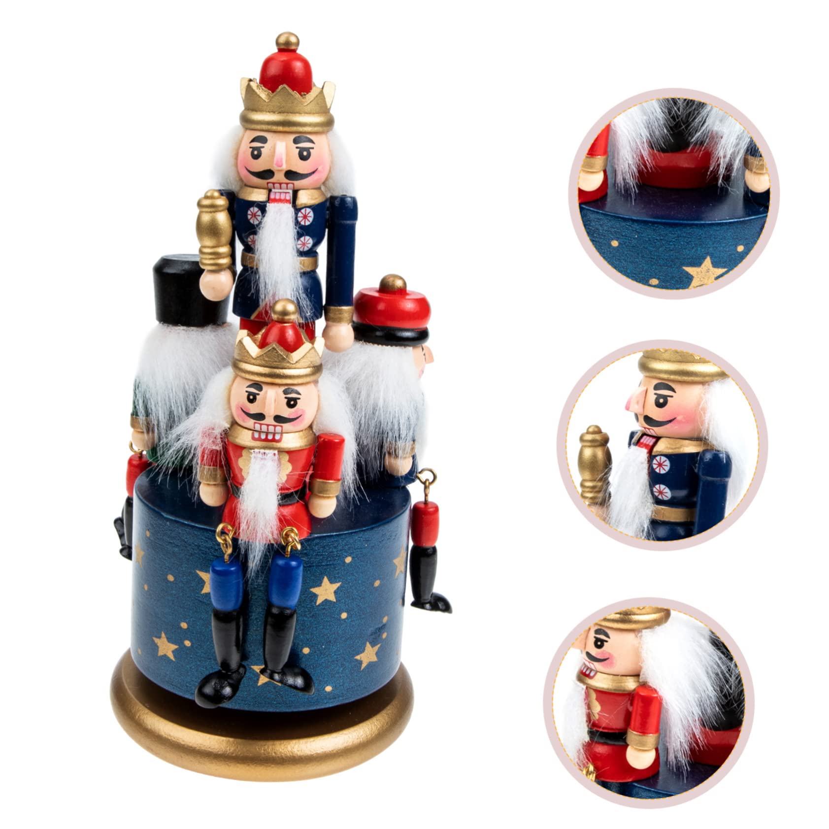 Caja Musical Navideña de Madera con Diseño de Figura Tradicional, Giratoria y Delicada, Adecuada para Escritorios y Ornamentación en Ventanas