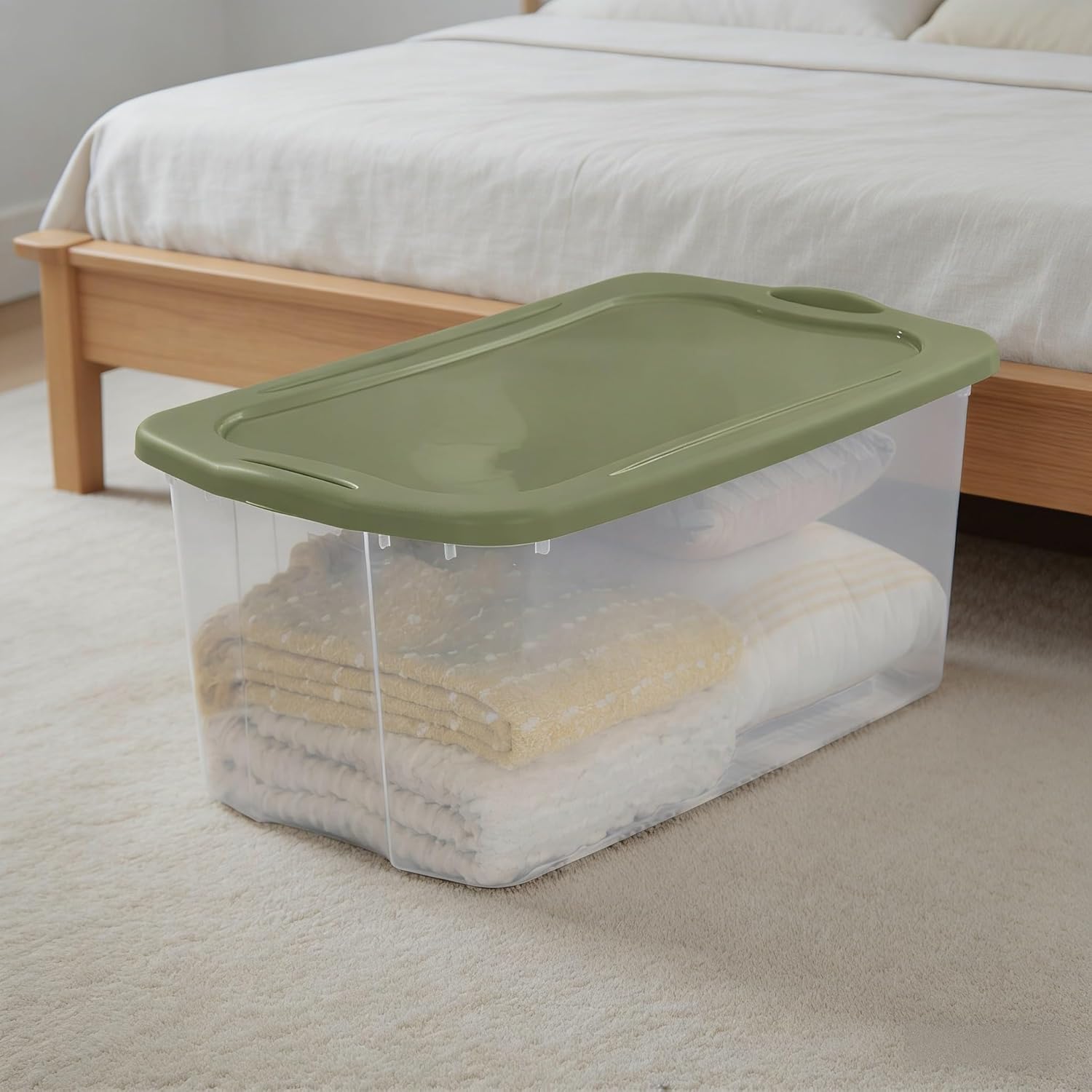 120 Quart Clear Plastic Storage Container with Snap-On Lid, Green