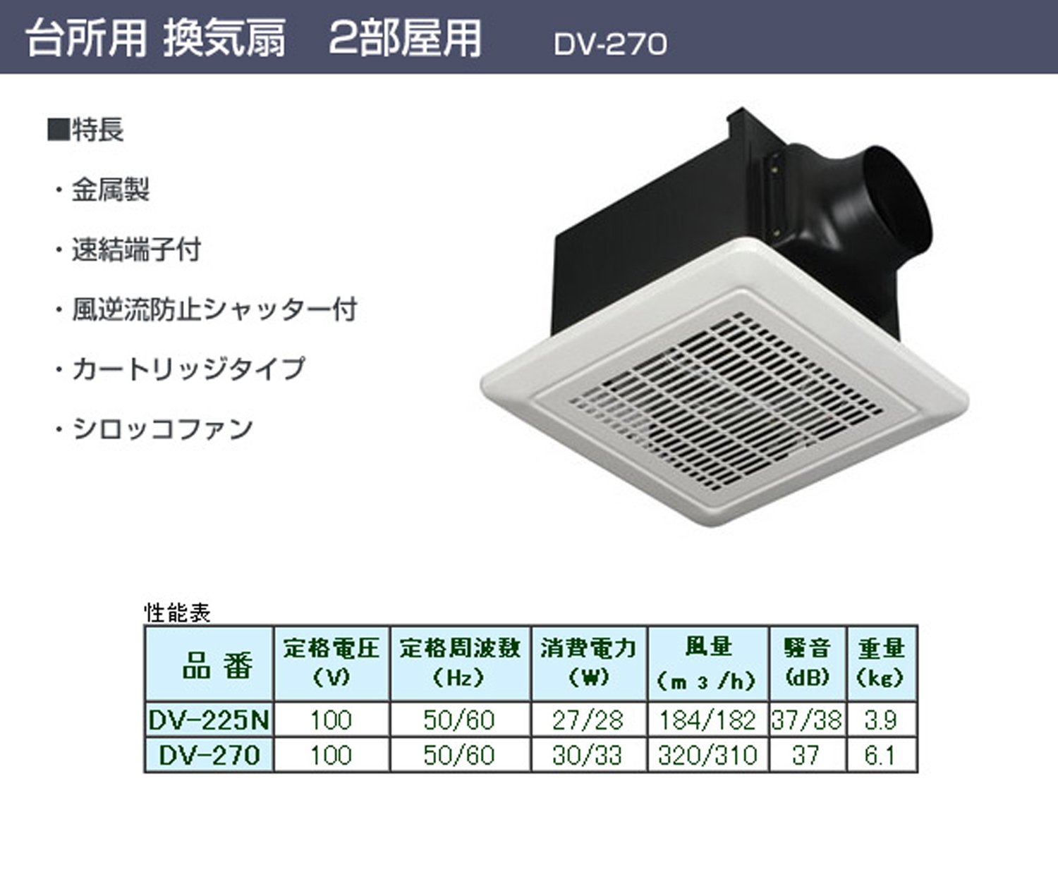 Amazon | 日本電興(NIHON DENKO) ダクト用換気扇(金属製) DV-270 | 換気扇