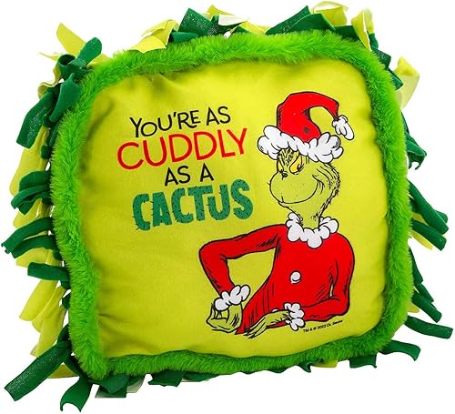Dr. Seuss The Grinch - Almohada atada con diseño de cactus con ribete de piel, kit de manualidades para 6