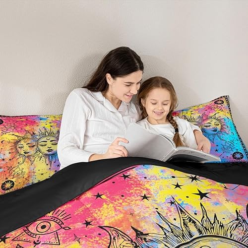 Miniatura 6 de Erosebridal Juego de edredón bohemio de 3 piezas con diseño de galaxia psicodélica, diseño de galaxia psicodélica, tamaño Queen, diseño bohemio