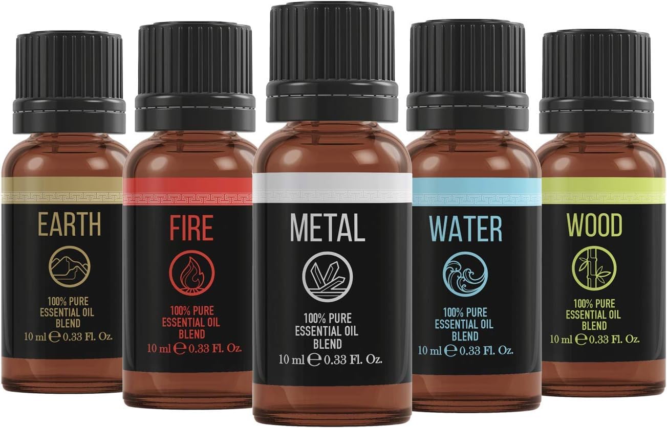 Mystic Moments | Chinese Elements Essential Oil Blend Gift Pack 5x10ml | Wood, Fire, Earth, Metal & Water