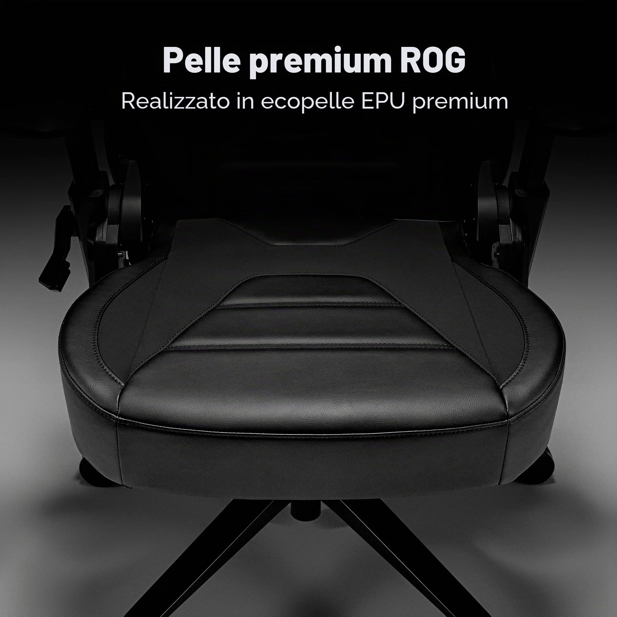 ASUS ROG COURSER, Sedia Gaming Ergonomica, Supporto Lombare, Nera | Braccioli 4D Girevoli, Poggiatesta Magnetico, Ampia Seduta da 55cm, Illuminazione RGB, Peso Massimo Supportato 136kg