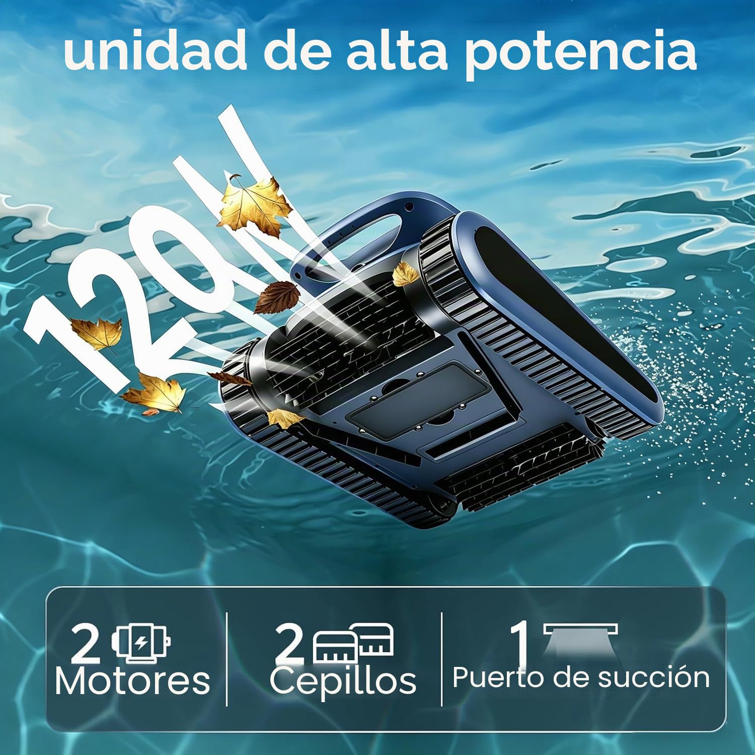 (Upgrade 2026) EVERCROSS BOT Robot Limpiafondos Piscina Batería, Limpiador Automático con Navegación IA, Flujo de 18.1 m³/h, Doble Filtro 3μm, Impermeable IPX8, Autonomía 180 Min