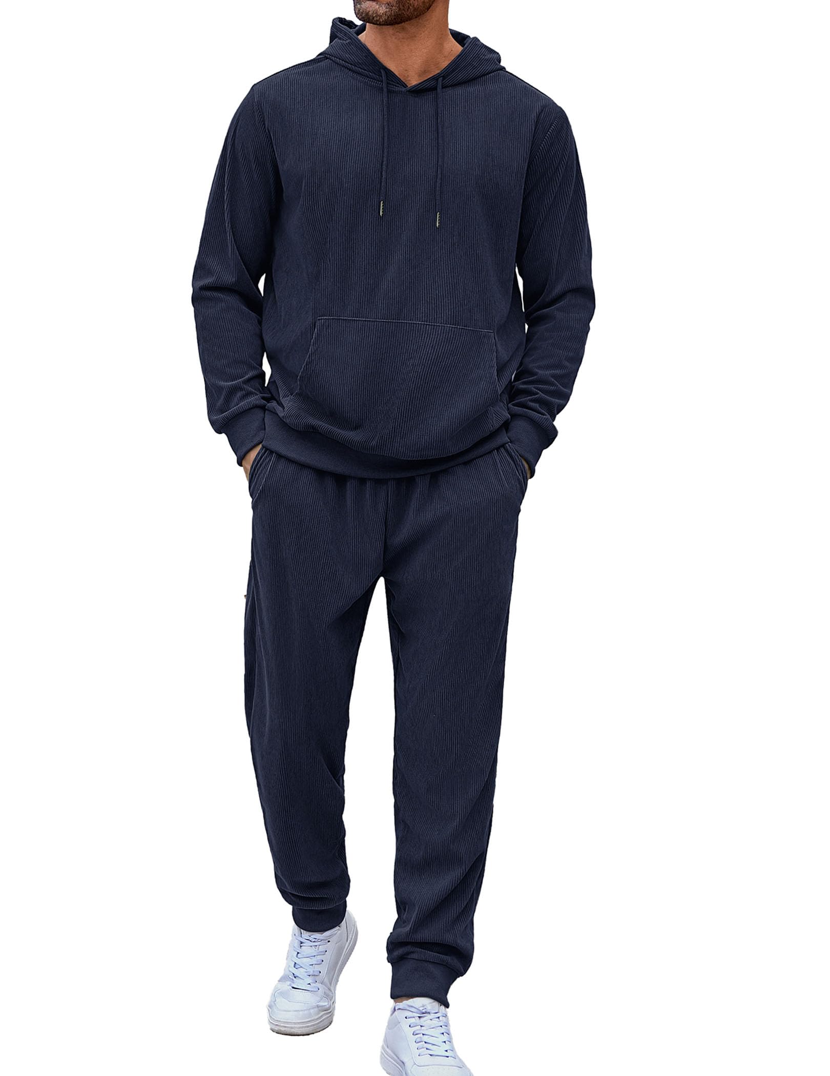 COOFANDY Tuta sportiva da uomo, 2 pezzi, a nido d'ape, con cappuccio, set da jogging