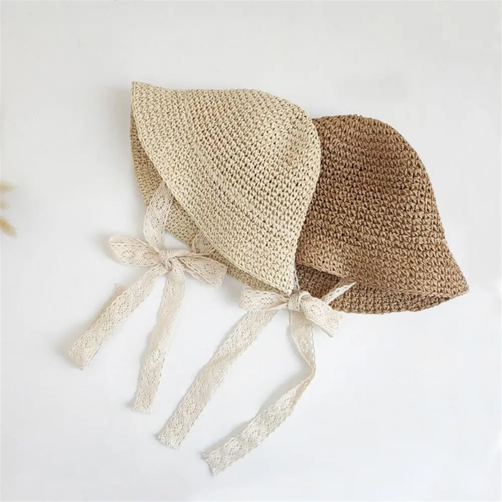 Chapeau de Soleil for Petite Fille, Chapeau de Paille, Chapeau en Dentelle, Chapeau d'été en Paille avec nœud, Chapeau de Plage, Chapeaux de Princesse