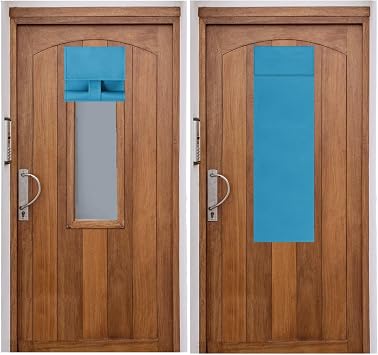 Maritown Classroom Door Window Cover for Privacy Blackout French Door Curtains Shades Small Door Window Curtains Lockdown Room Darkening Shade for Office Front Back Glass Door 2, Blue