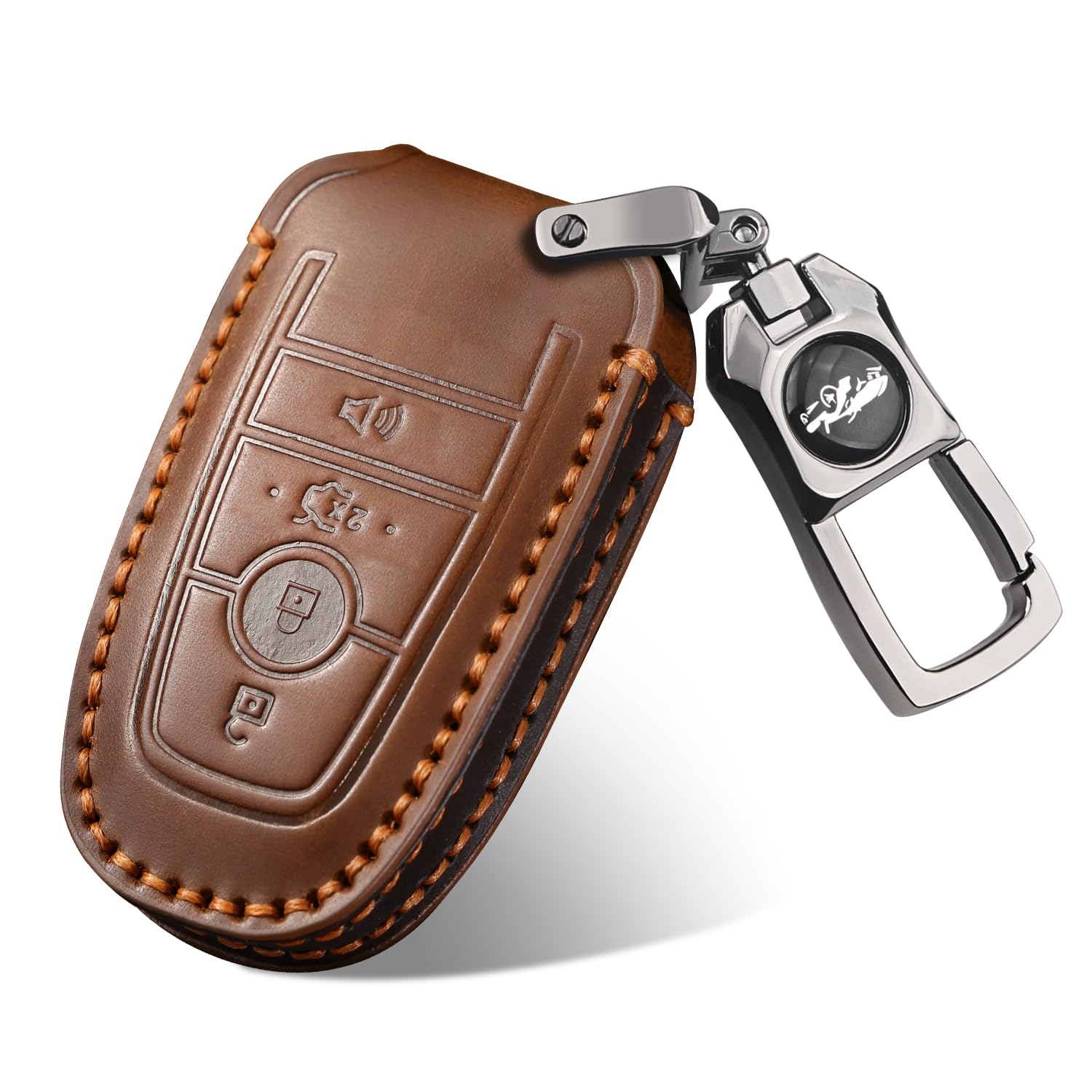QBUC for Ford Key Fob Cover,Leather Key Shells Compatible with Ford Explorer Bronco Escape Expedition Edge F150 Fusion Mustang Ranger Lincoln (Brown,