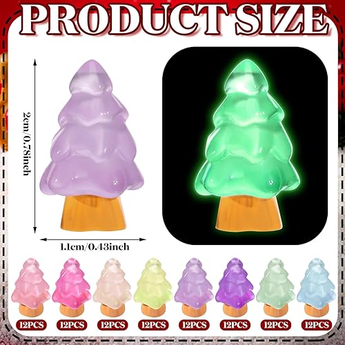 Miniatura 3 de Libima Mini árbol de resina en miniatura, árbol luminoso, decoración de Navidad, pequeñas figuras de Navidad para manualidades de escritorio,