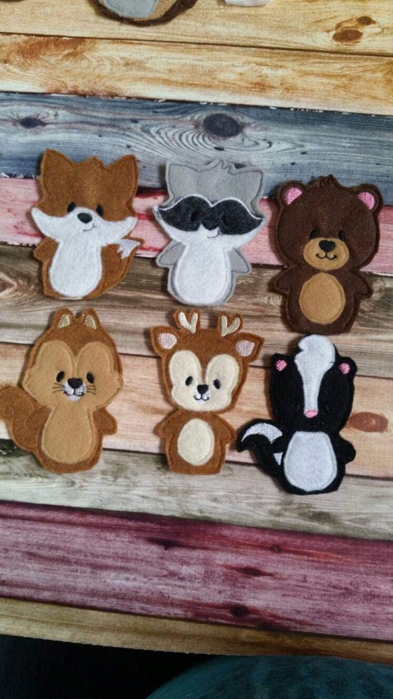 Felt Woodland Animal Finger Puppets, Interactive Children's Toy, Nursery Decor Gift, Set of Nine