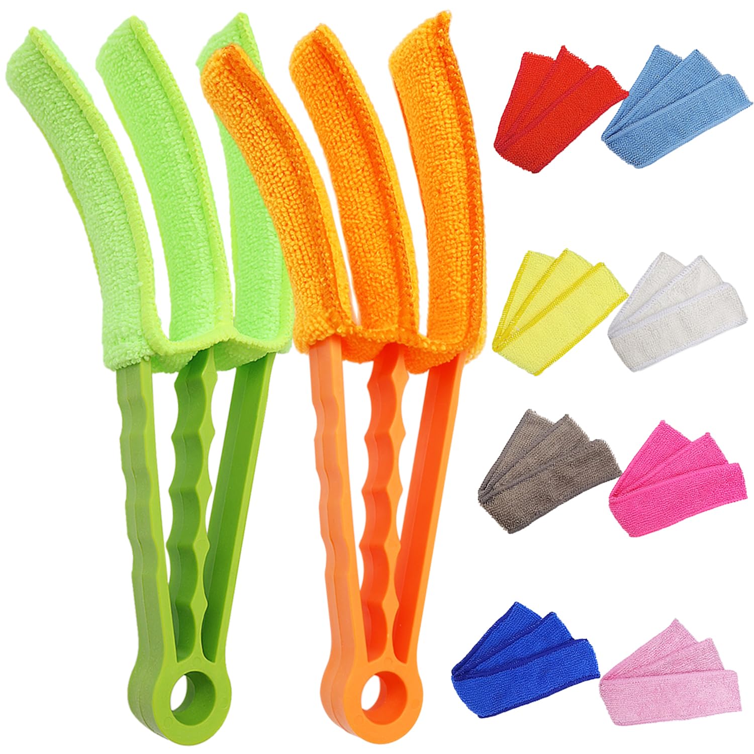 2 Pack 3 Arms Blinds Duster with 10 Colors Microfiber Sleeves, Window Blind Cleaner Duster Brush , Cleaning Tools for Window Blinds, Air Conditioner Vents, Fans, Car Vent