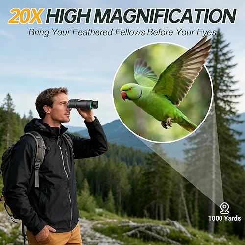 Miniatura 2 de Prismáticos de 20 x 52 para adultos de alta potencia, prismáticos de caza con estuche de transporte para observación de aves, observación