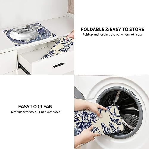 Vista 131 de Tapete de secado de platos de hojas florales verdes para encimera de cocina, 18 x 24 pulgadas, tapete absorbente reversible para platos Hoja floral