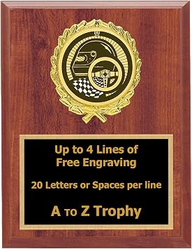 Trophies Racing Plaque Awards 5x7 Wood Stock Car Go Kart Race Trophy Free Engraving