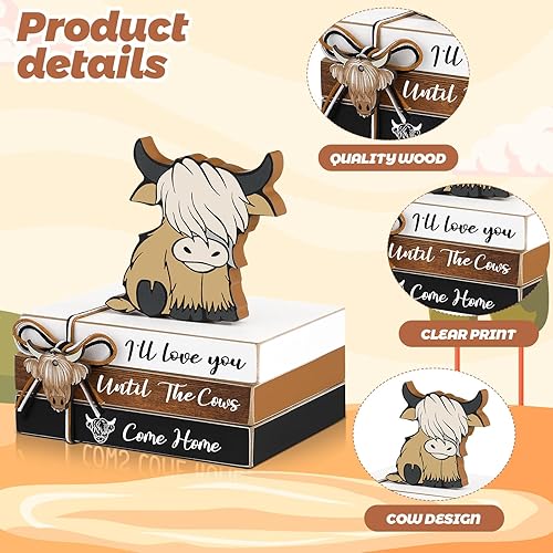 Miniatura 4 de Yookeer 4 piezas de decoración de bandeja escalonada de fútbol americano para el día de San Valentín, mini libros de madera, para decoración de