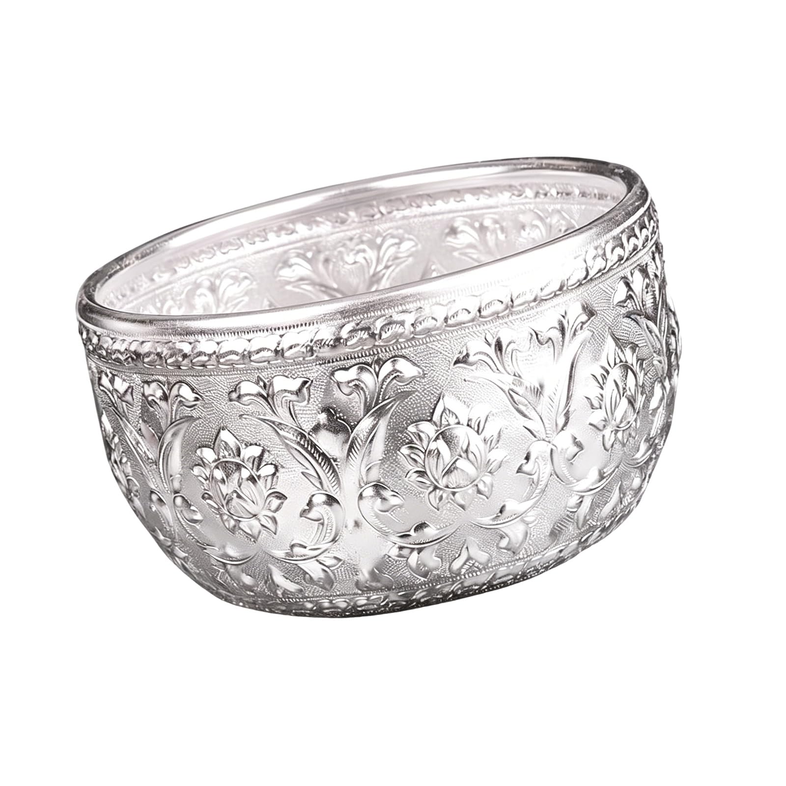 Tsophreniq Thai Styles Silver Pewter Serving Dishes for Tea Ice and Chilled Soups Elegant Dining Accessory Artistic Dining Bowl