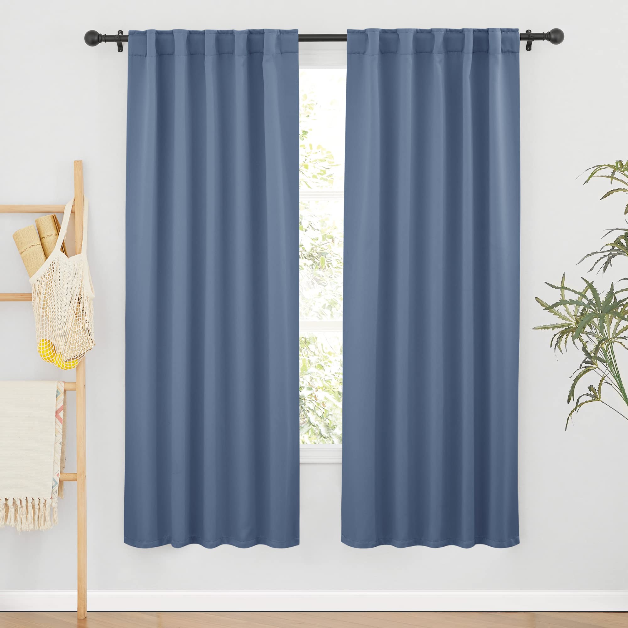 RYB HOME Room Darkening Curtains for Bedroom, Thermal Insulated Back Tab Window Treatment Blackout Privacy Shades for Stuido Living Room Kitchen,