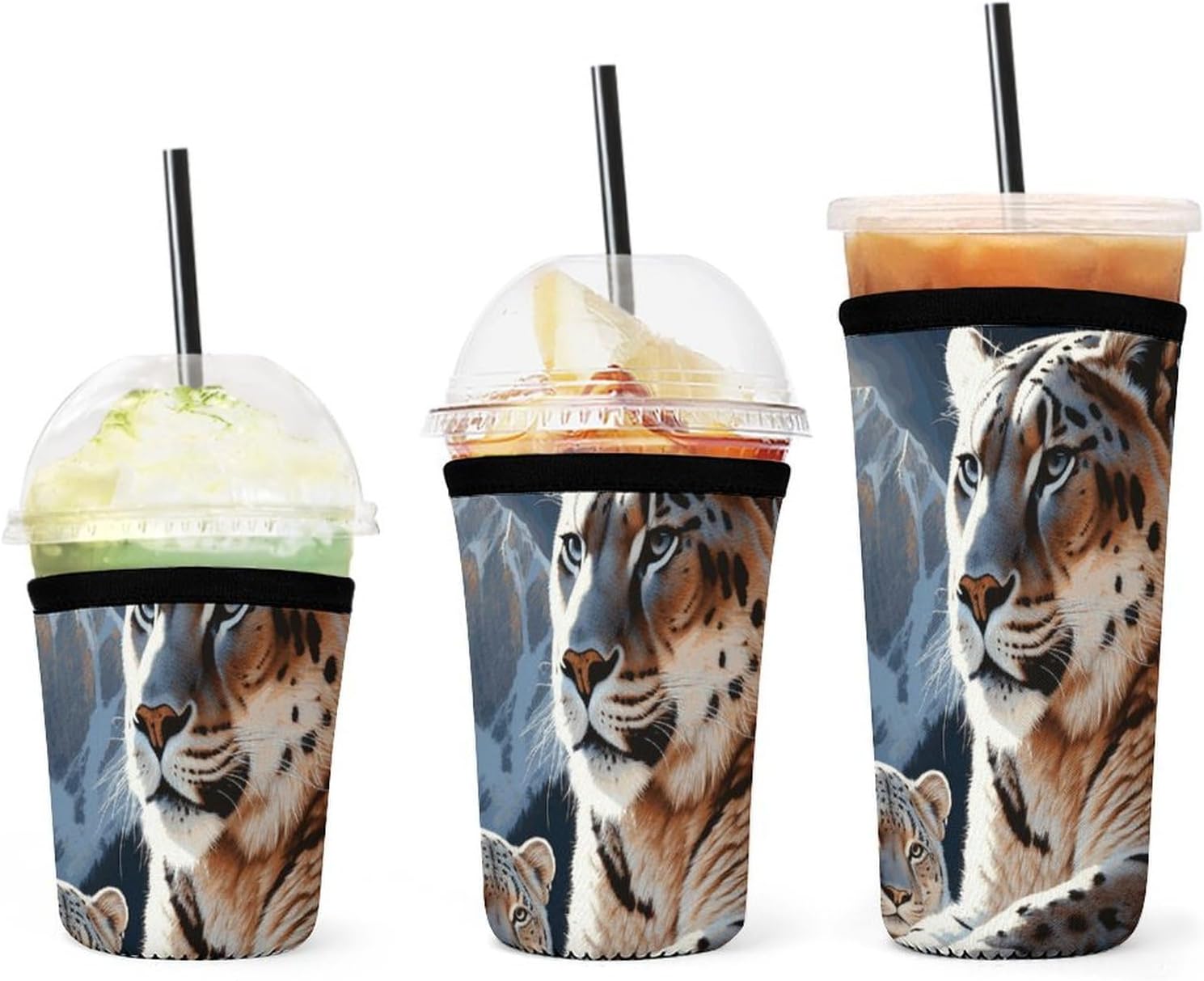 3 Pack Neoprene Cup Sleeves, Stretchy Reusable Drink Cup Cover Universal