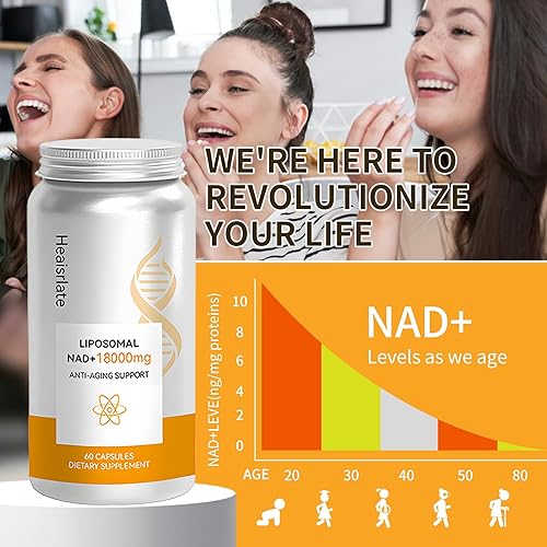 Miniatura 6 de Suplemento NAD+ de 600 mg con quercetina y resveratrol, potenciador liposomal de NAD para energía celular, apoyo antienvejecimiento, fórmula
