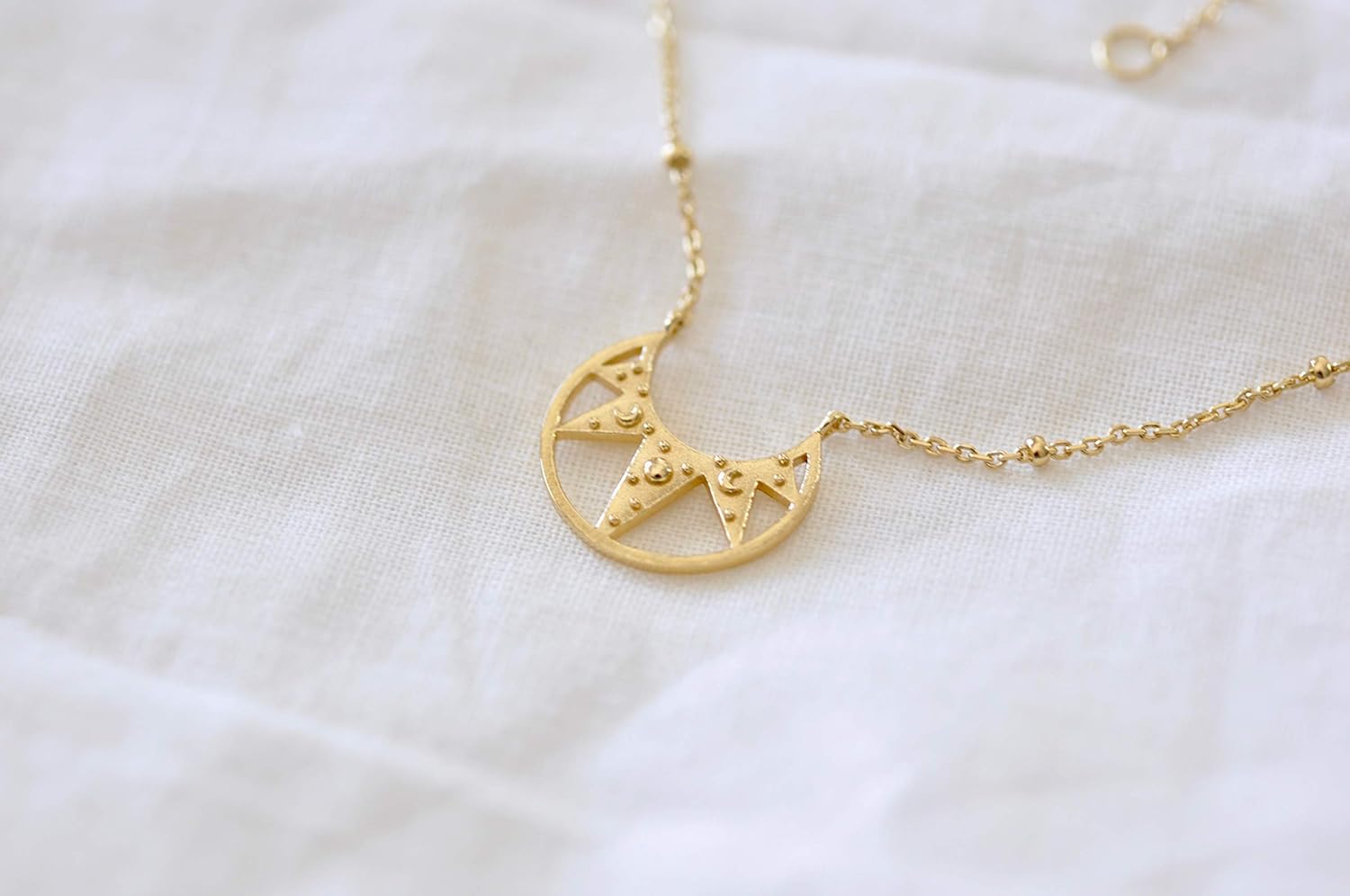 Modern Sun Rays Necklace in Sterling Silver with Gold Finish