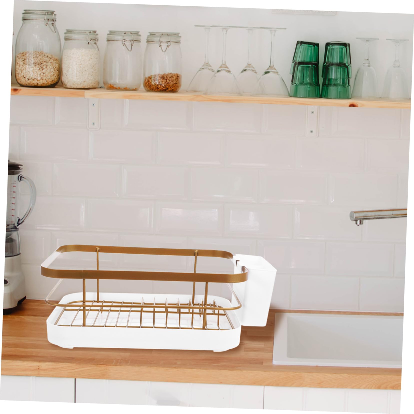 Escurreplatos De Encimera Metálico Dorado 45x30 Cm Acero Inoxidable Soporte Para Platos y Cuencos Multifuncional Cocina Hogar Capacidad Para 9 Platos y 12 Cuencos