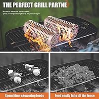 Vista 2 de Grill Basket 2 PCS, Rolling Grill Baskets for Outdoor Grill BBQ Grill Basket, Round Stainless Steel Grill Mesh Barbeque Grill Accessories, Camping