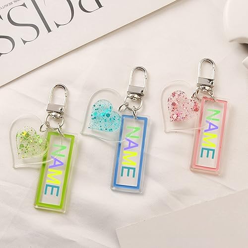 Vista 5 de Llavero con nombre personalizado, letras de colores, llavero para bolso, mochila, lindo llavero con dije para niñas y niños