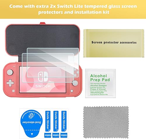 Miniatura 6 de ProCase Funda con tapa para Nintendo Switch Lite con 2 protectores de pantalla de vidrio templado, funda protectora delgada con cubierta frontal