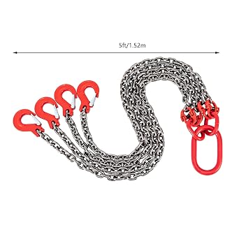 Chain Sling 2/5 X 5 ft 6614 LBS 4 Leg Strap Sling Hook and Regulator