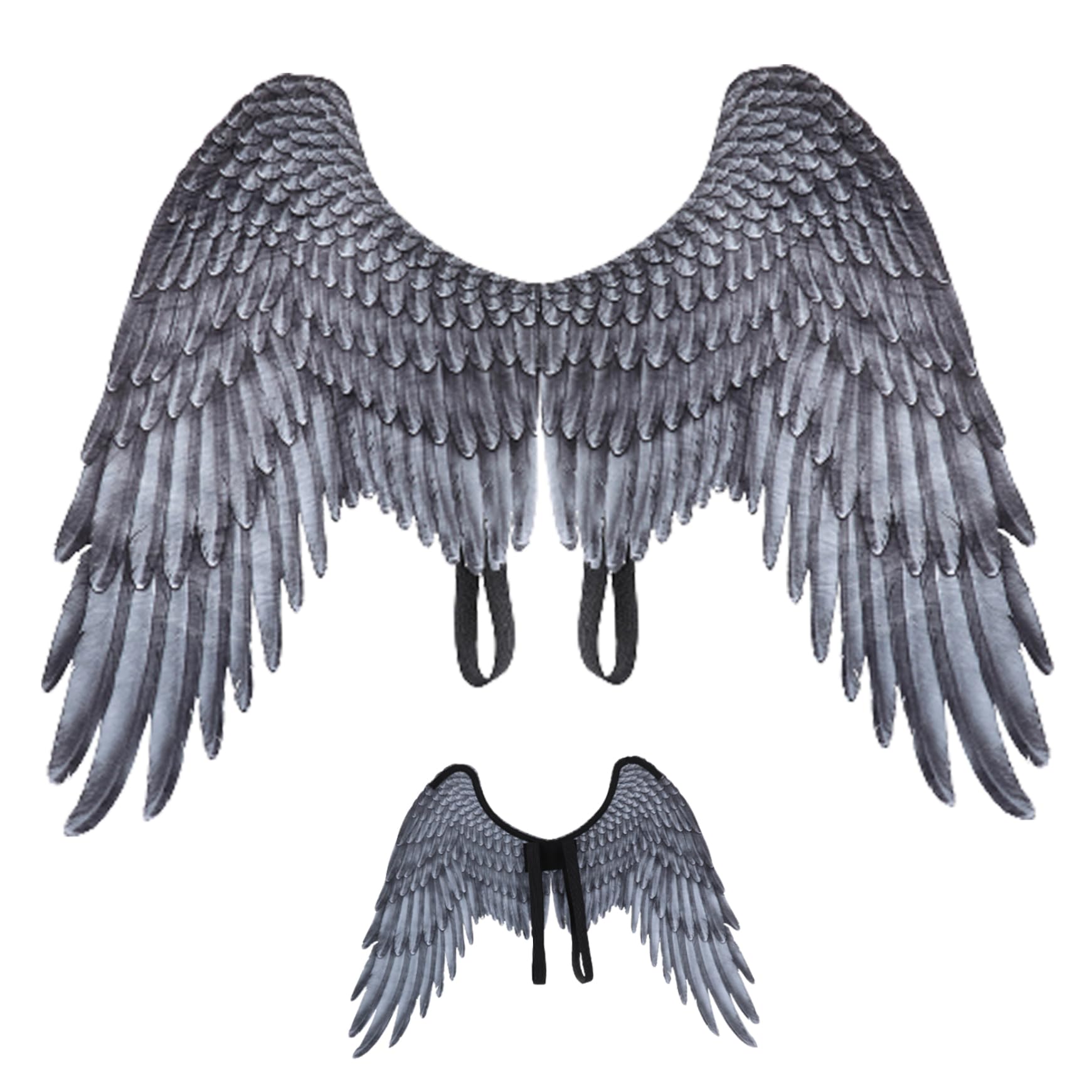Whyzsjnclg Angel Wing for Kids Unisex Free Size Realistic Halloween Angel Elastic Shoulder Strap Non-woven Costume for Party Cosplay Grey, Costume