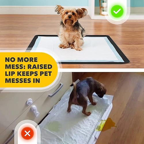Miniatura 4 de Skywin Bandeja para almohadillas de entrenamiento para cachorros de 24 x 24 pulgadas - Soporte de silicona para almohadilla de orina para perros,