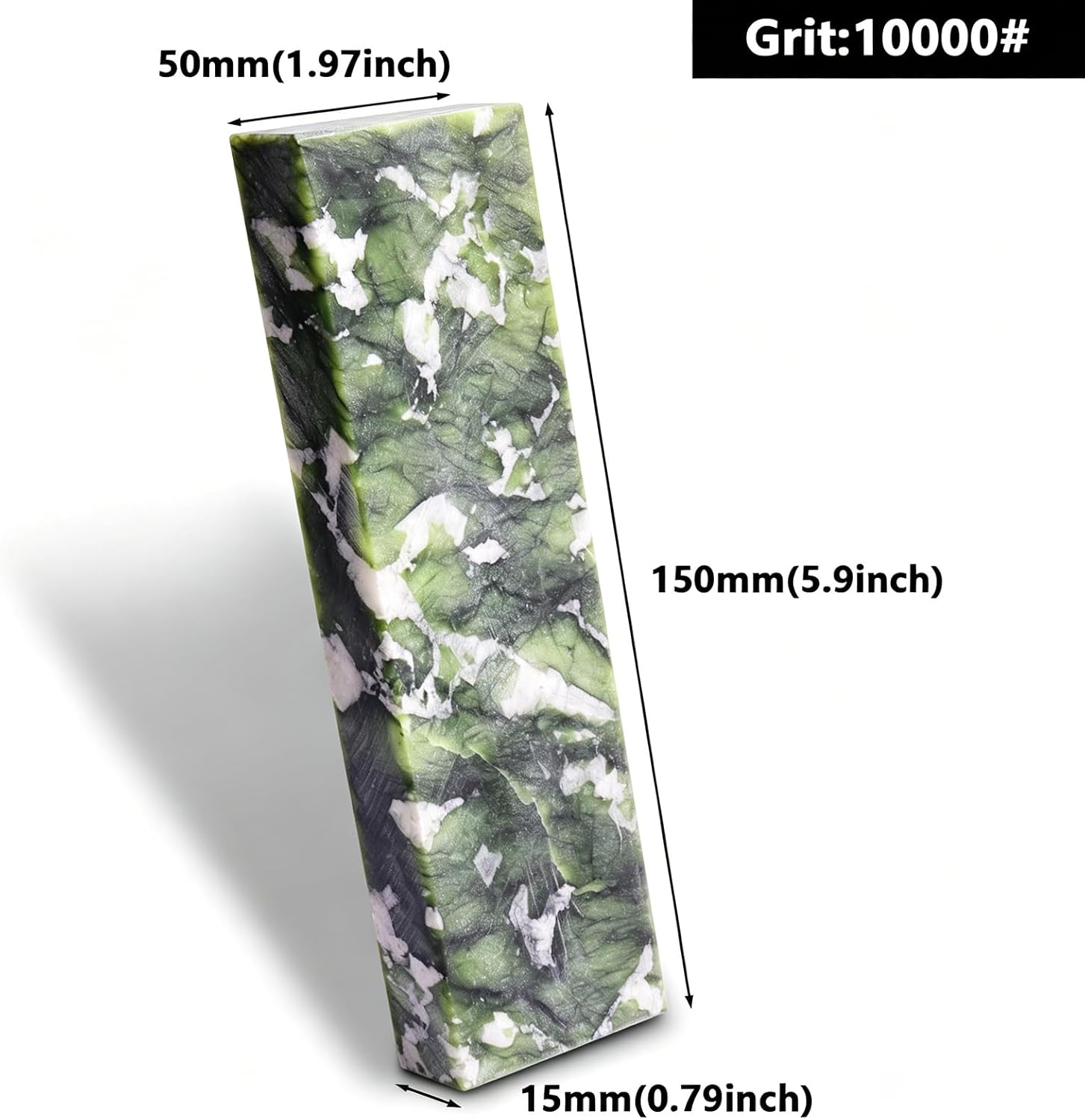 10000# Sharpening Stone,Ultra Fine Polishing Mirror Edge Stone with Non-slip Base Natural Green Whetstone for Knives Tools,Cutting Tools (5.9x1.97x0.59Inch)