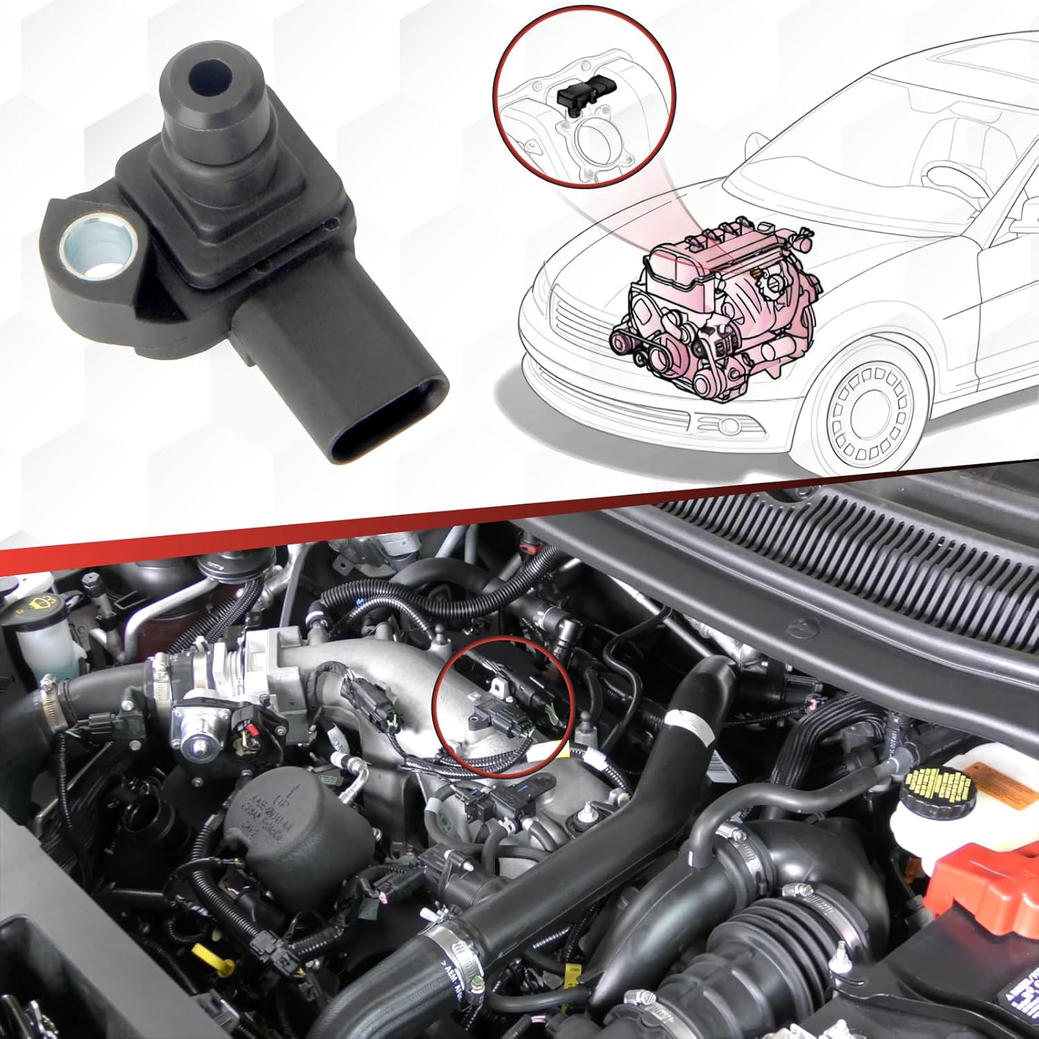 55573249 Manifold Absolute Pressure Sensor Compatible with Equinox Terrain 2018-2022 Encore 2016-2022 CTS XTS 2014-2019 Envision ATS Cruze 2016-2019