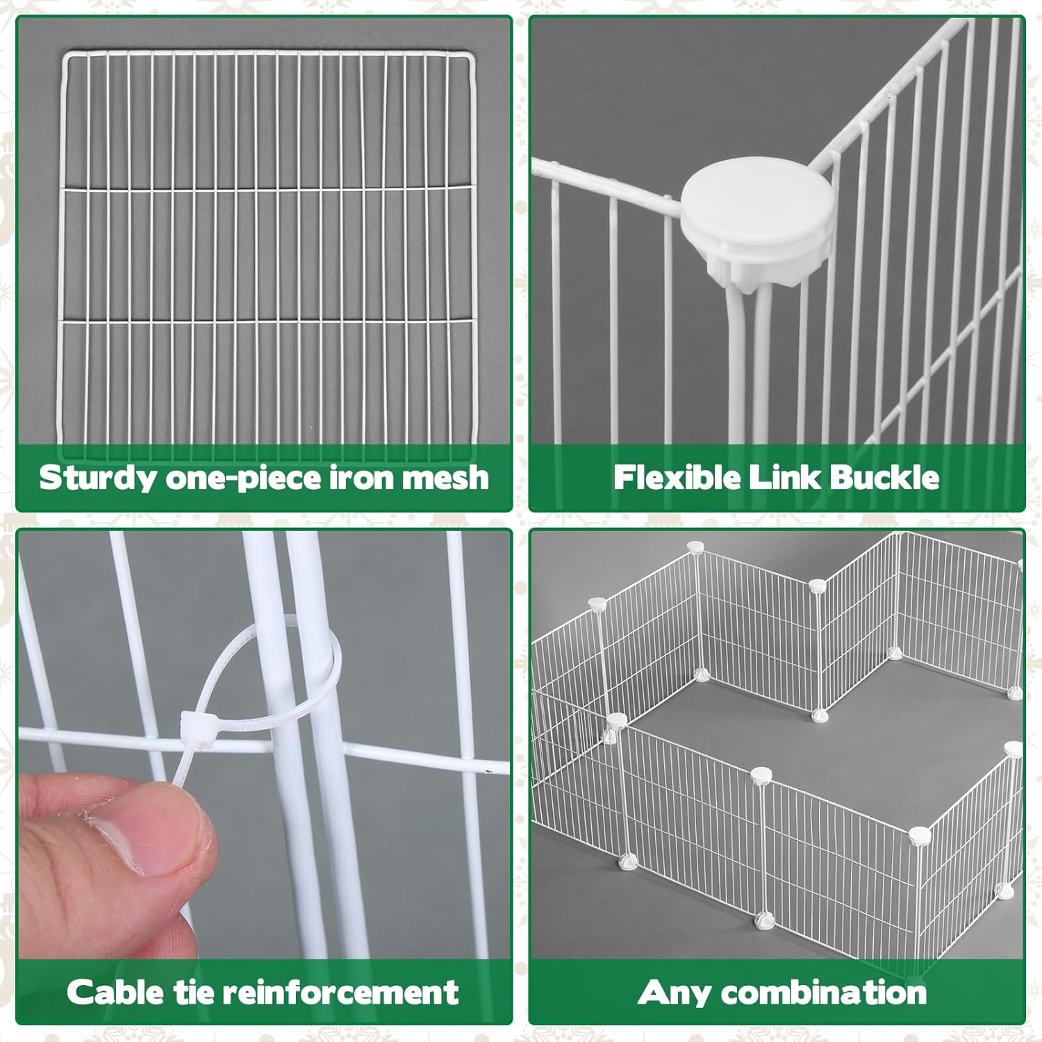 12 Pieces Christmas Tree Fences, Metal Christmas Tree Gate Panels Picket Fence Pets Cat Proof Indoor Garden Decoration Fence for Holiday Party Office Home Christmas Decor, White