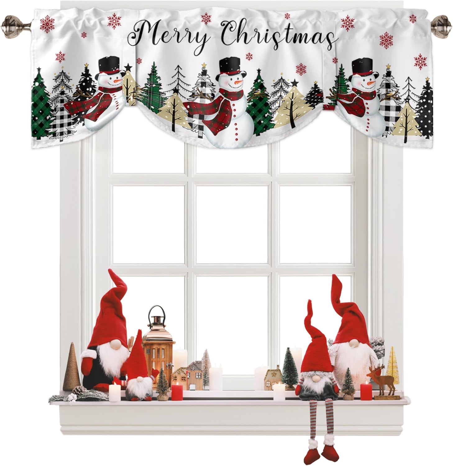 Merry Christmas Tie Up Window Valances for Living Room