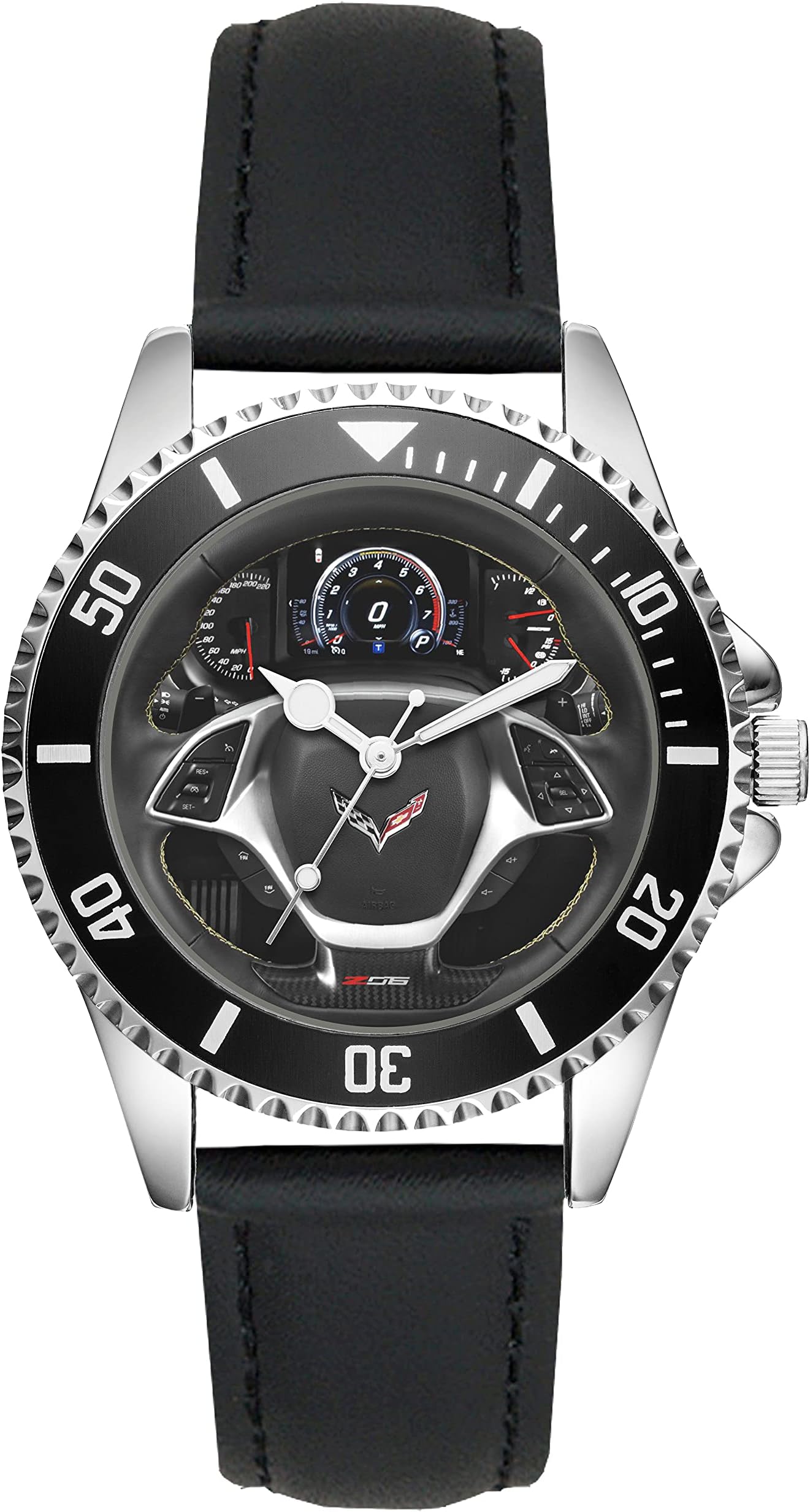 KIESENBERG Men's Watch Gift for Corvette C07 Fans Cockpit Quartz Analog Wrist Watch L-21042