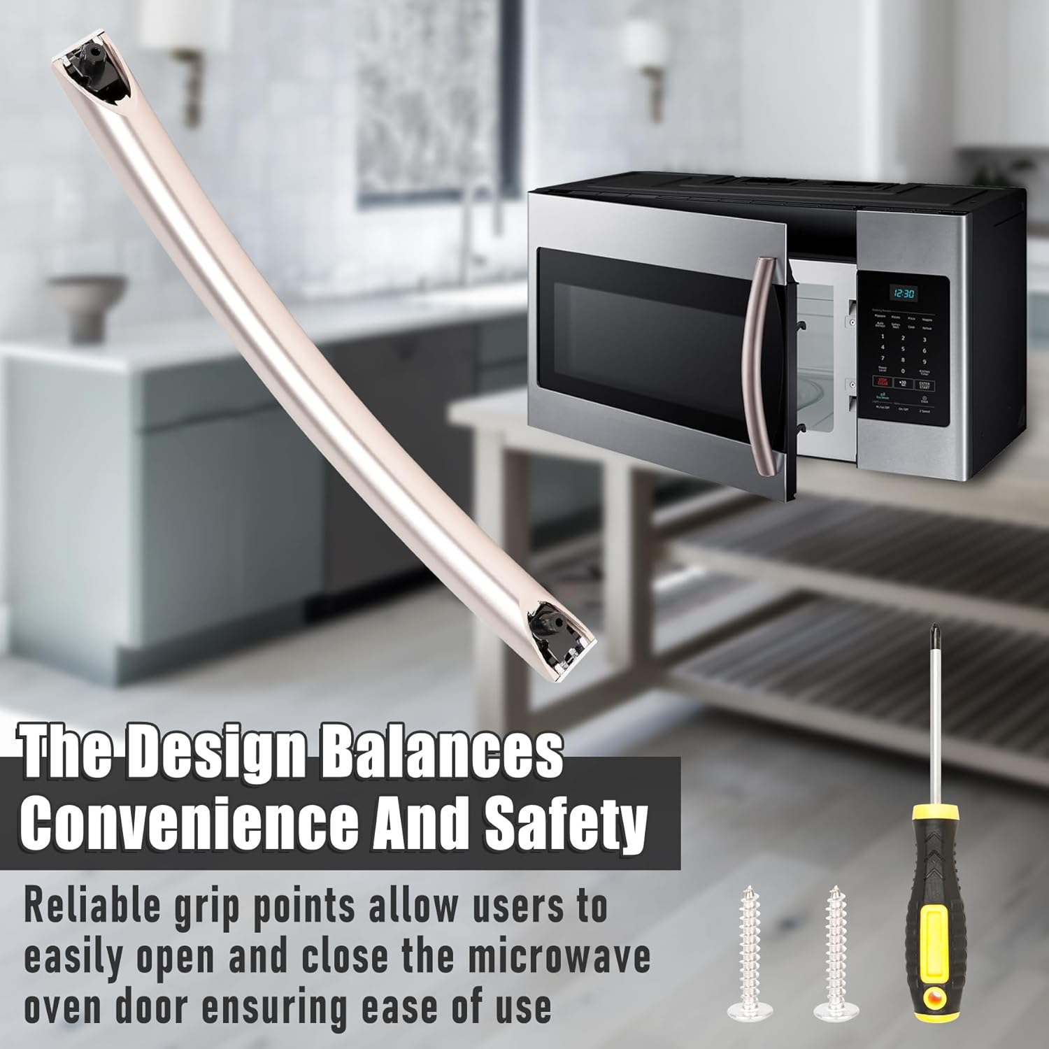 ME16A4021AS Microwave Door Handle Replacement Kit,DE94-04313F,Replacement for Samsung Microwave Oven Door Handle Replacement Parts,Included Screwdriver and Screws-Rose Color