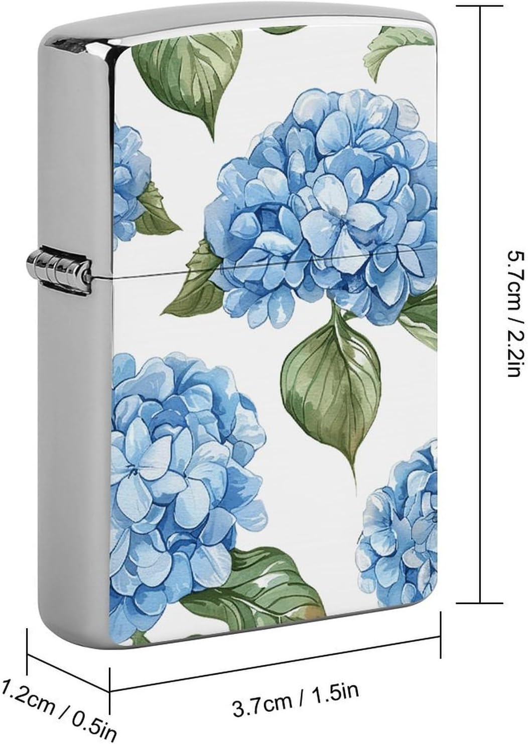 Blue Hydrangea Pattern Metal Lighter Cover Case Pouch Holder image 2
