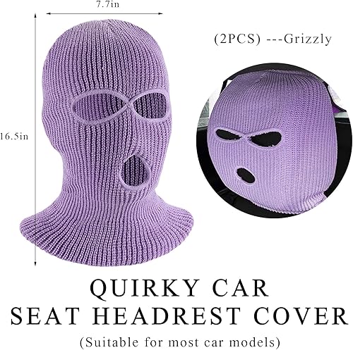 Miniatura 8 de Suvnie 2 fundas para reposacabezas de automóvil, divertida máscara de cara completa personalizada para asiento de automóvil, máscara de esquí,