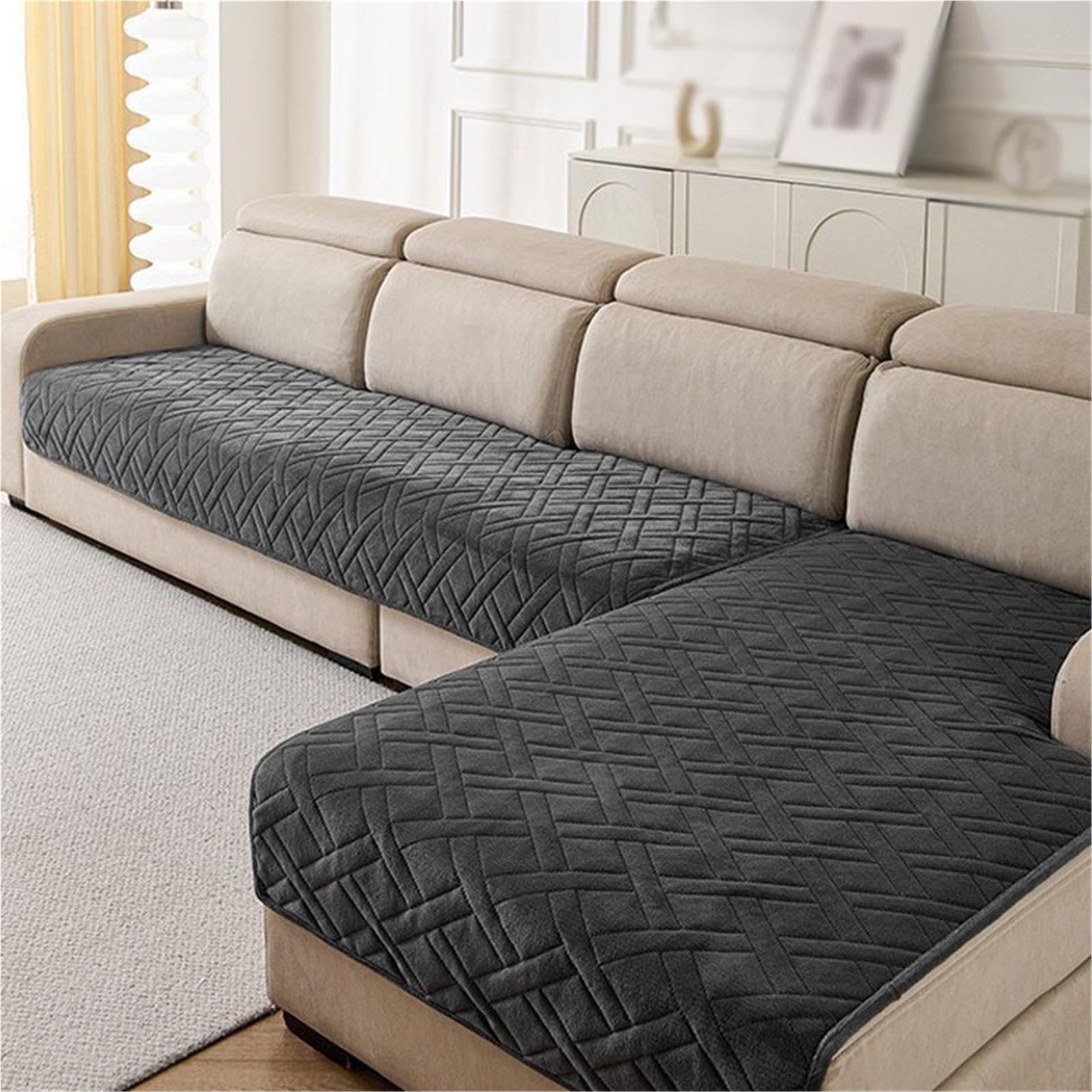 Housse de canapé, Housse de canapé antidérapante, for Forme de L(Dark Gray,90-180cm)