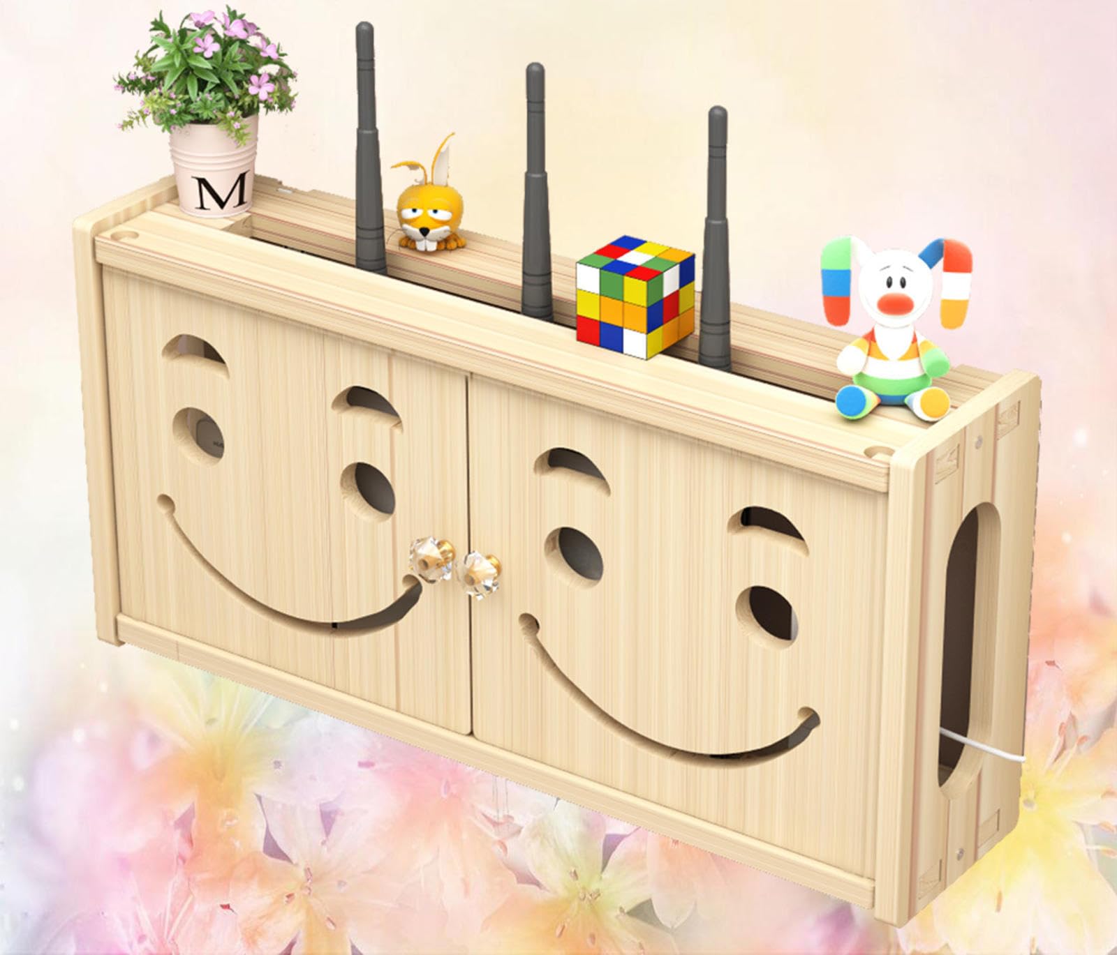 Porta WiFi da Parete Scatola del Router Mensola TV Decoder Scatola Router Muro Scatola Porta Oggetti da Muro Supporto Telefono Parete Scatola,A-48x24cm