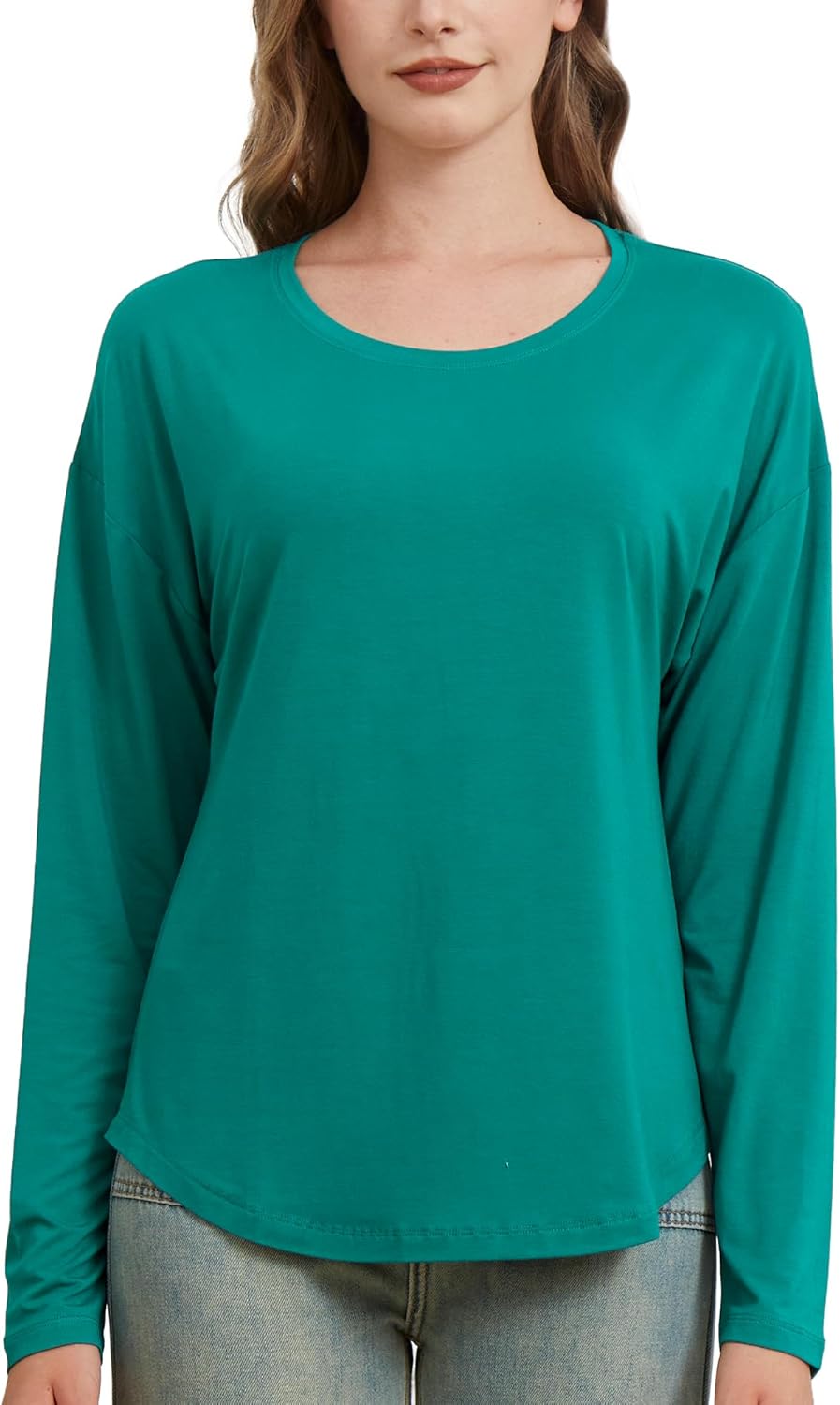 netdraw Women's Ultra Soft Bamboo Viscose Long Sleeve Dolman Shirts, Loose Fit Casual Batwing Lounge Sleep Pajama Tops