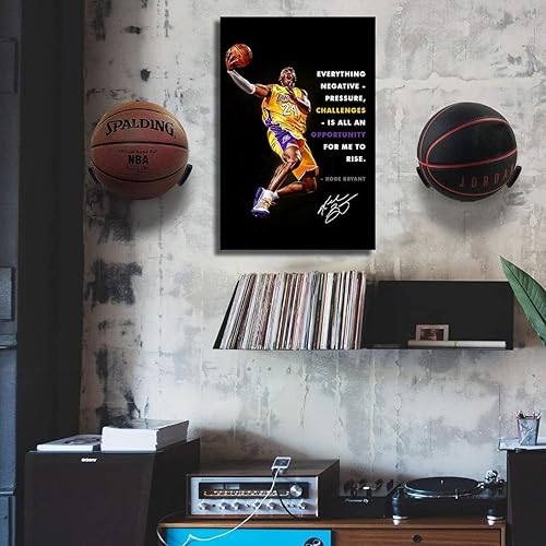 Miniatura 4 de TYPTEK Kobe Bryant - Lienzo inspirador de Mamba negra, póster motivacional con cita de jugador de baloncesto para decoración del hogar y la oficina,