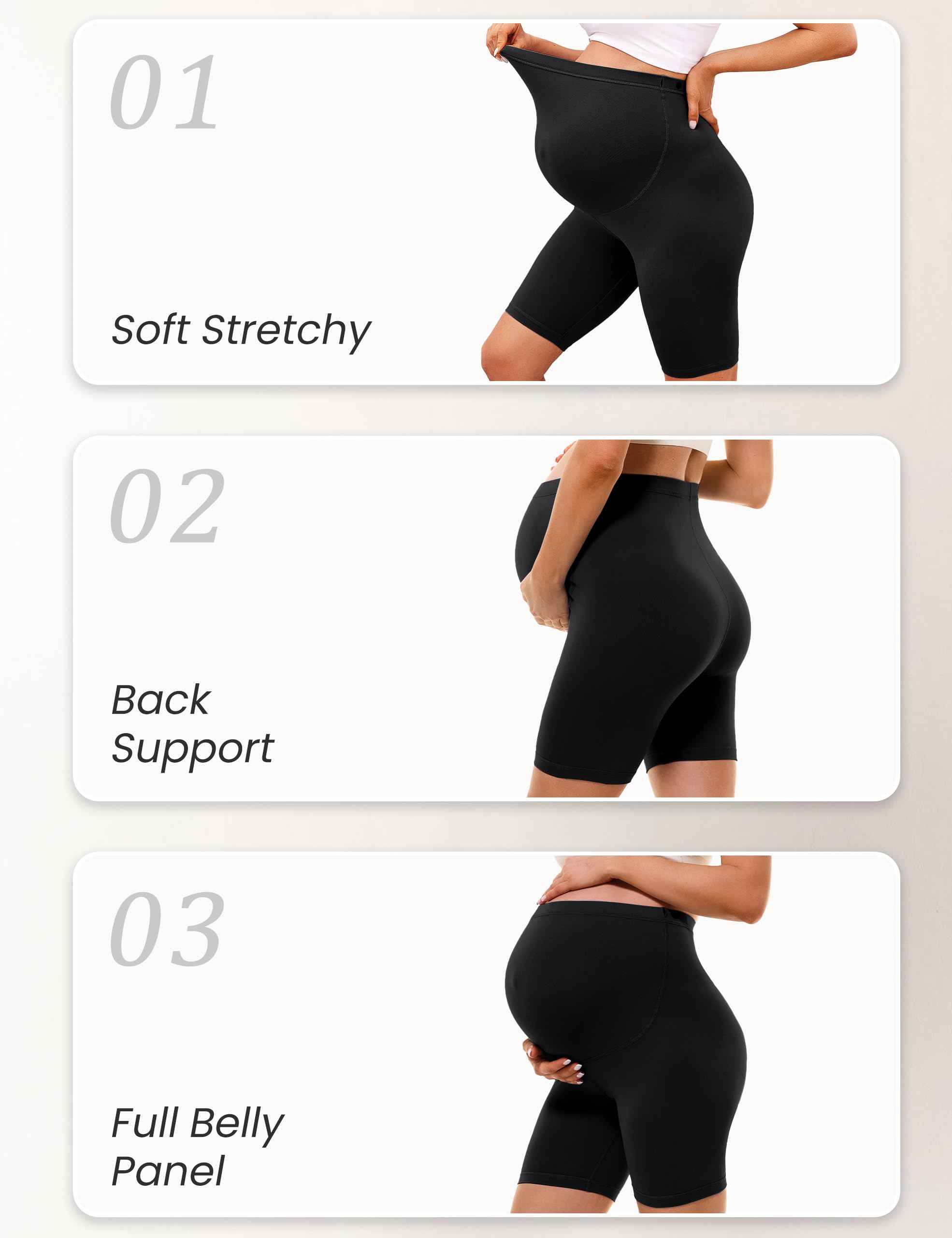 BONVIGOR Short de maternité au-Dessus du Ventre, Short de motard de Grossesse, Short d'entraînement, Yoga, Pantalon athlétique Actif pour Femme Enceinte