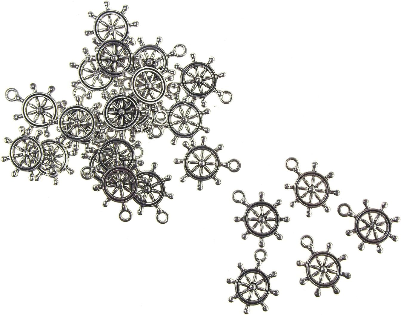 Homeford Metal Nautical Helm Ship Wheel Charms, 5/8-Inch, 25-Count