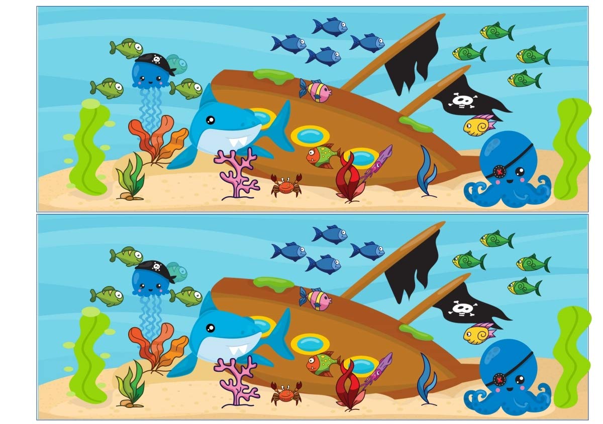 Underwater sunkin Pirate Ship Band Ribbon Side Stripes Edible Icing or Wafer 2 Strips Approx 4 inch x 10 inch (Icing)