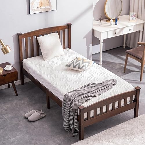 AOCOROE Base de cama individual para niños y niñas, cama de plataforma de madera tamaño individual con cabecero, tabla de pie y listones, no