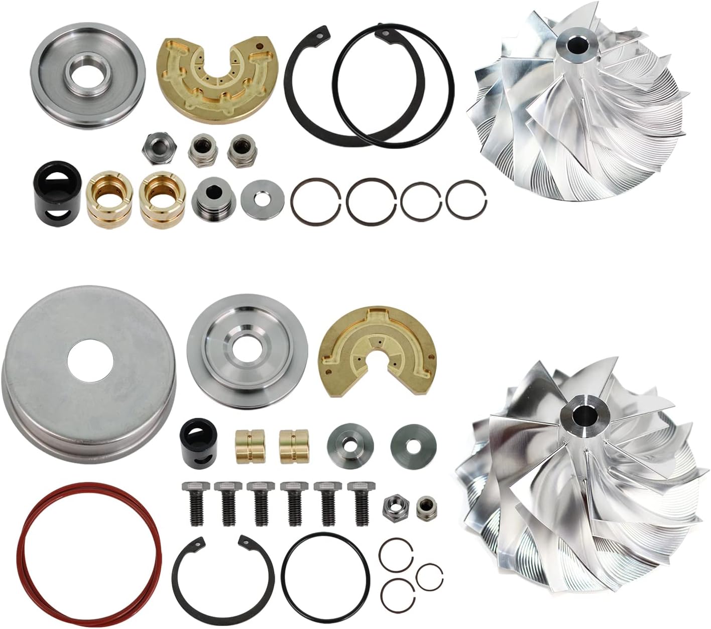 SUPERCELL20 08-2010 6.4L Engine Compound Turbo High and Low Pressure Side Billet Compressor Wheels plus Repair Kits